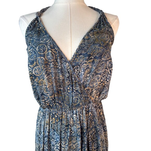 2/$30 ZARA Basic S Blue & Gold Sleeveless Backless Halter Midi Dress - Picture 5 of 16